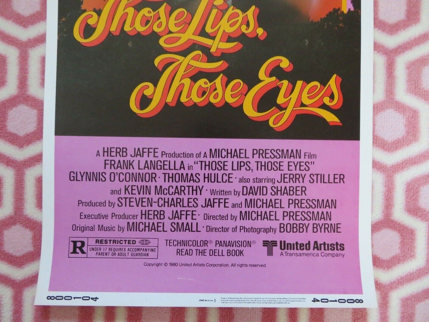 THOSE LIPS, THOSE EYES US INSERT (14"x 36") POSTER FRANK LANGELLA 1980 Movie posters