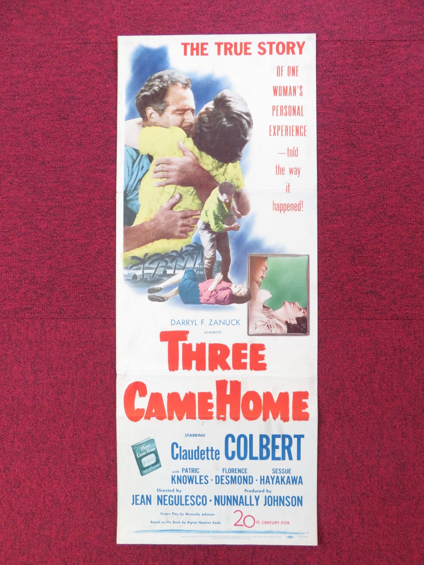 THREE CAME HOME US INSERT (14"x 36") POSTER CLAUDETTE COLBERT P. KNOWLES 1950 Rendezvous Cinema Movie posters