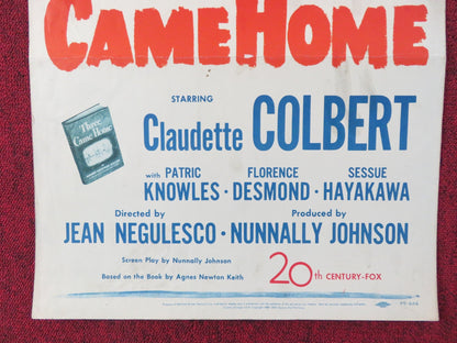 THREE CAME HOME US INSERT (14"x 36") POSTER CLAUDETTE COLBERT P. KNOWLES 1950 Rendezvous Cinema Movie posters