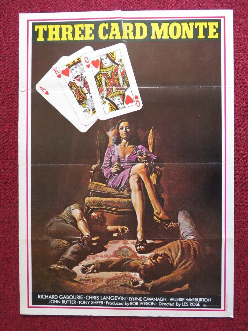 THREE CARD MONTE LEBANESE ROLLED POSTER RICHARD GABOURIE CHRIS LANGEVIN 1978 Movie posters