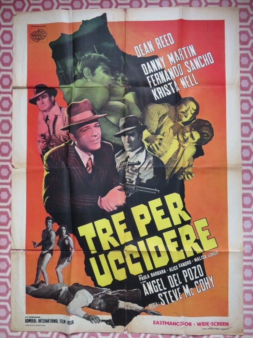 THREE DRILLED / Tre Per Uccidere ITALIAN 2 FOGLIO POSTER DEAN REED 1970 Movie posters