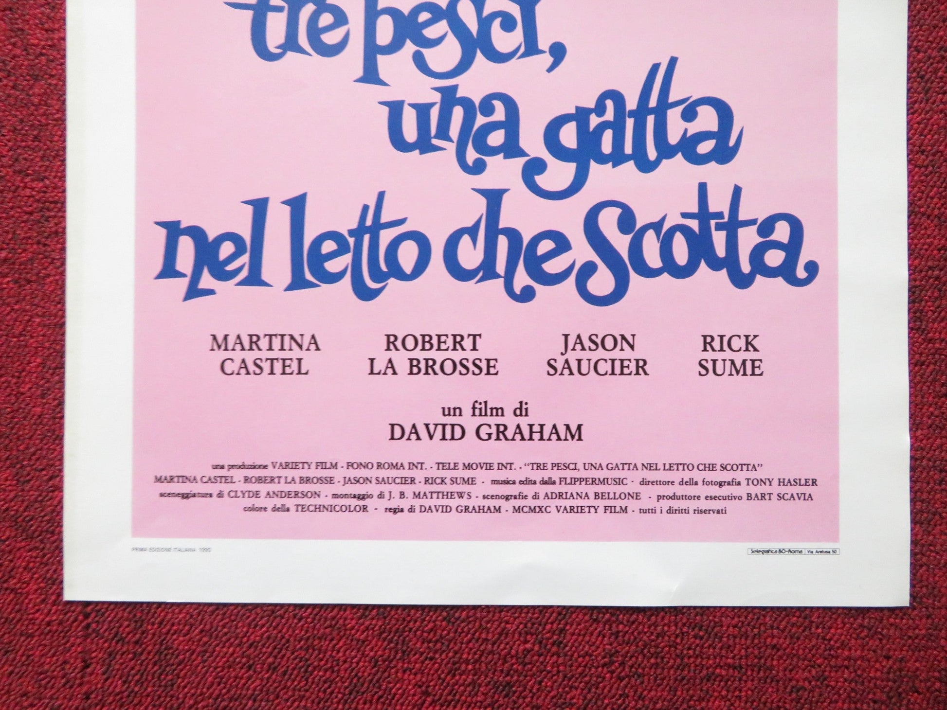 THREE FOR ONE ITALIAN LOCANDINA POSTER BRUNO MATTEI (D) MARTINA CASTEL 1990 Rendezvous Cinema Movie posters