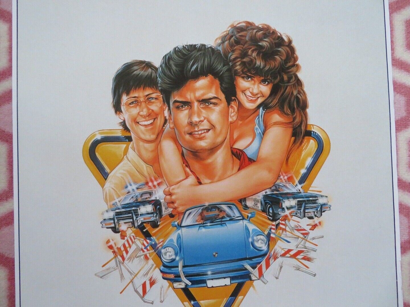 THREE FOR THE ROAD BELGIUM (23.5"x 16") POSTER CHARLIE SHEEN ALAN RUCK 1987 Movie posters