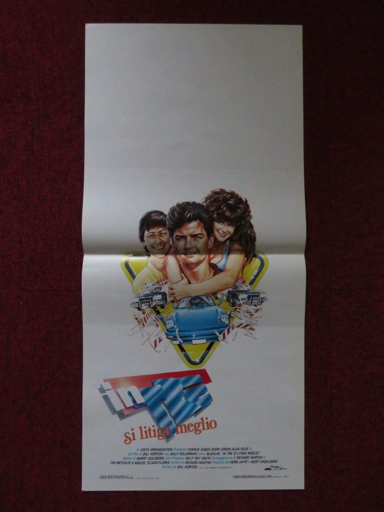 THREE FOR THE ROAD ITALIAN LOCANDINA POSTER CHARLIE SHEEN KERRI GREEN 1987 Rendezvous Cinema Movie posters