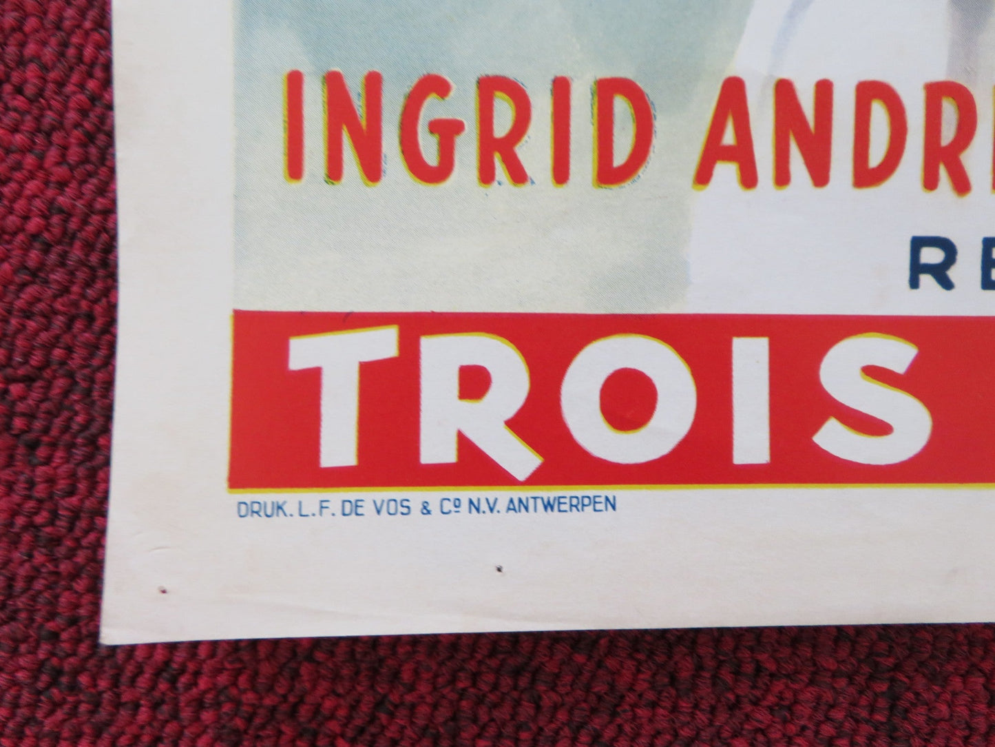 THREE FROM VARIETY BELGIUM POSTER INGRID ANDREE PETER PASETTI 1954 Rendezvous Cinema Movie posters