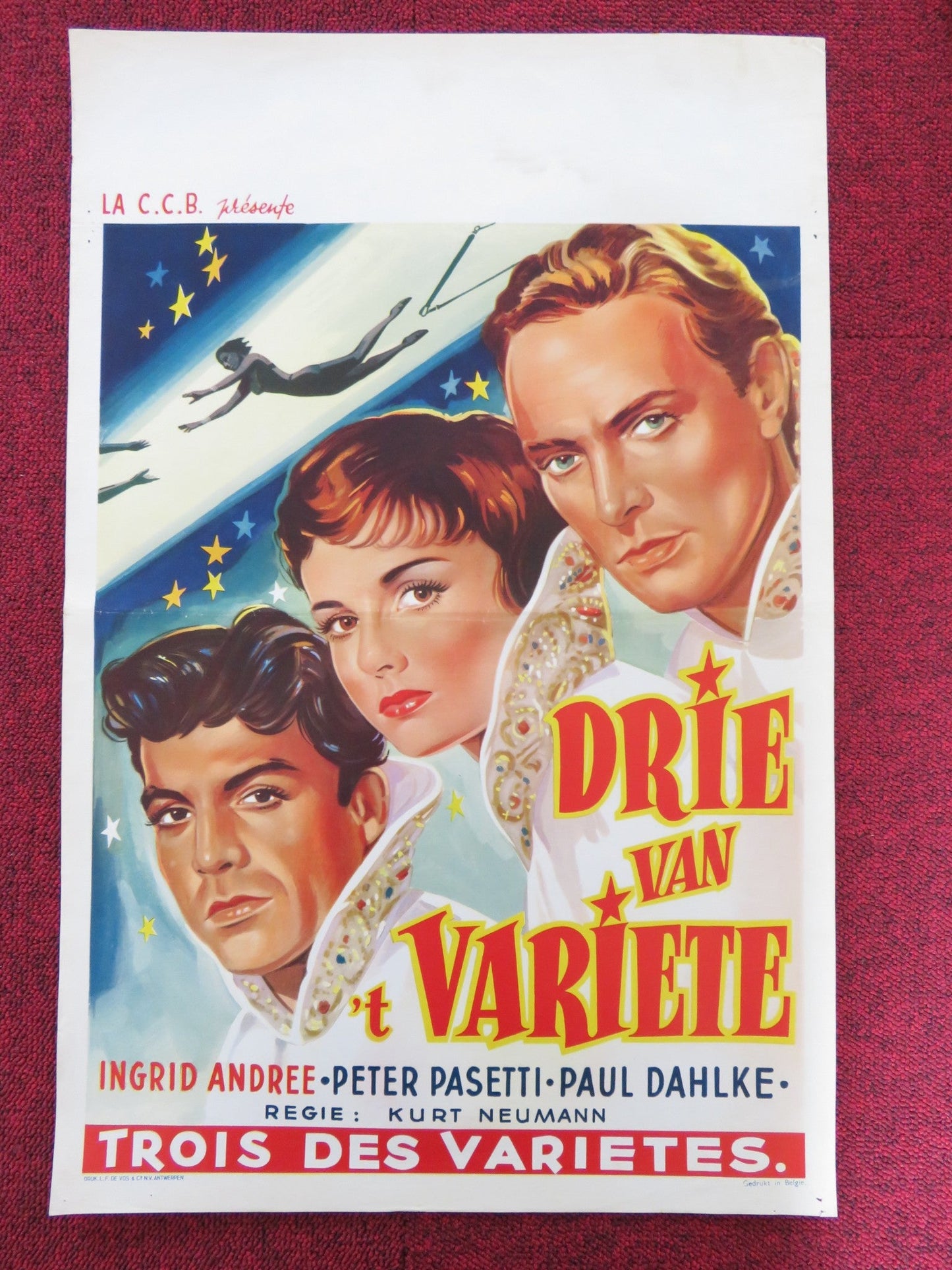 THREE FROM VARIETY BELGIUM POSTER INGRID ANDREE PETER PASETTI 1954 Rendezvous Cinema Movie posters