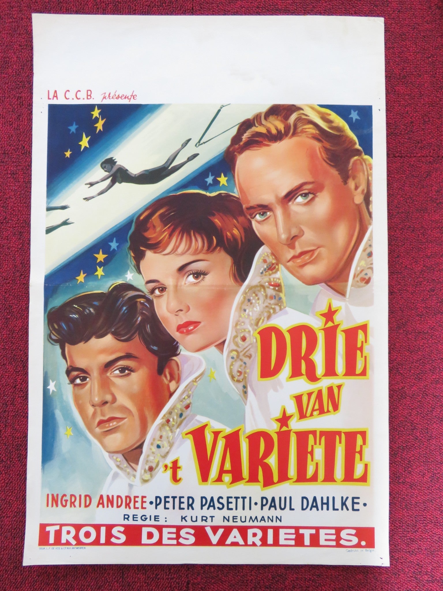THREE FROM VARIETY BELGIUM POSTER INGRID ANDREE PETER PASETTI 1954 Rendezvous Cinema Movie posters