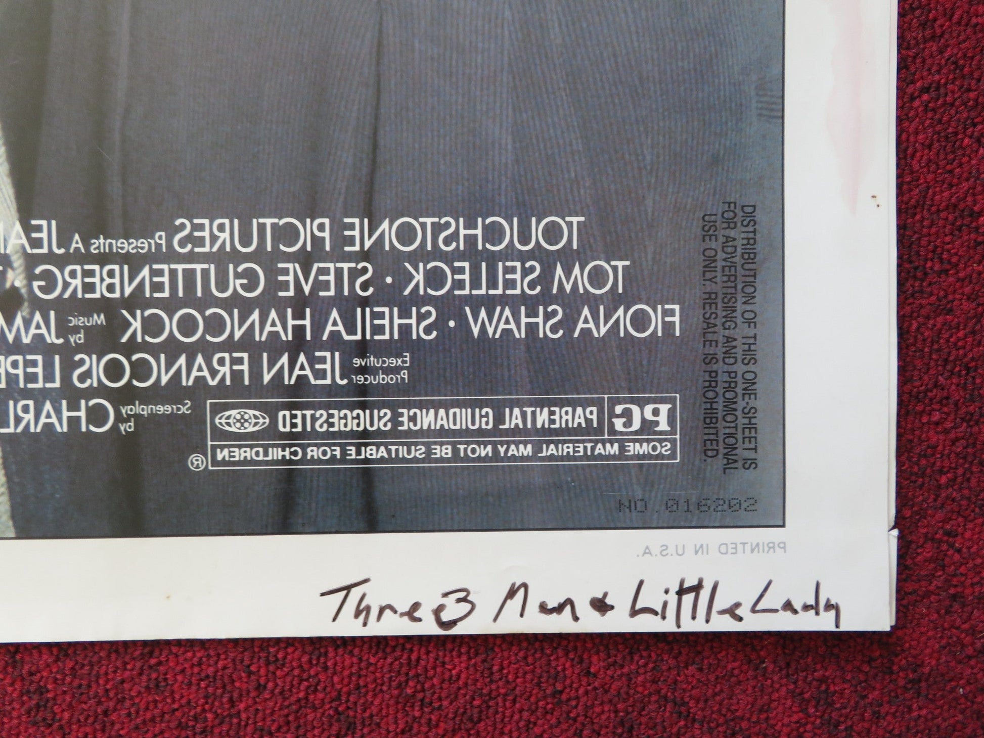 THREE MEN AND A LITTLE LADY FOLDED US ONE SHEET POSTER SELLECK DANSON 1990 Rendezvous Cinema Movie posters