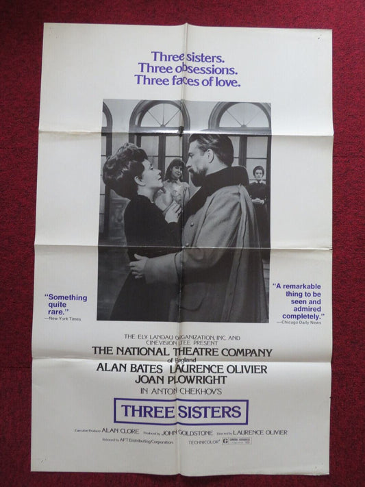 THREE SISTERS FOLDED US ONE SHEET POSTER ANTON CHECKHOV LAURENCE OLIVIER 1970 Movie posters