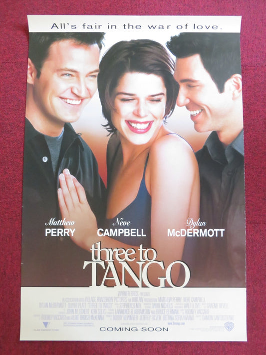 THREE TO TANGO US ONE SHEET ROLLED POSTER MATTHEW PERRY NEVE CAMPBELL 1999 Rendezvous Cinema Movie posters