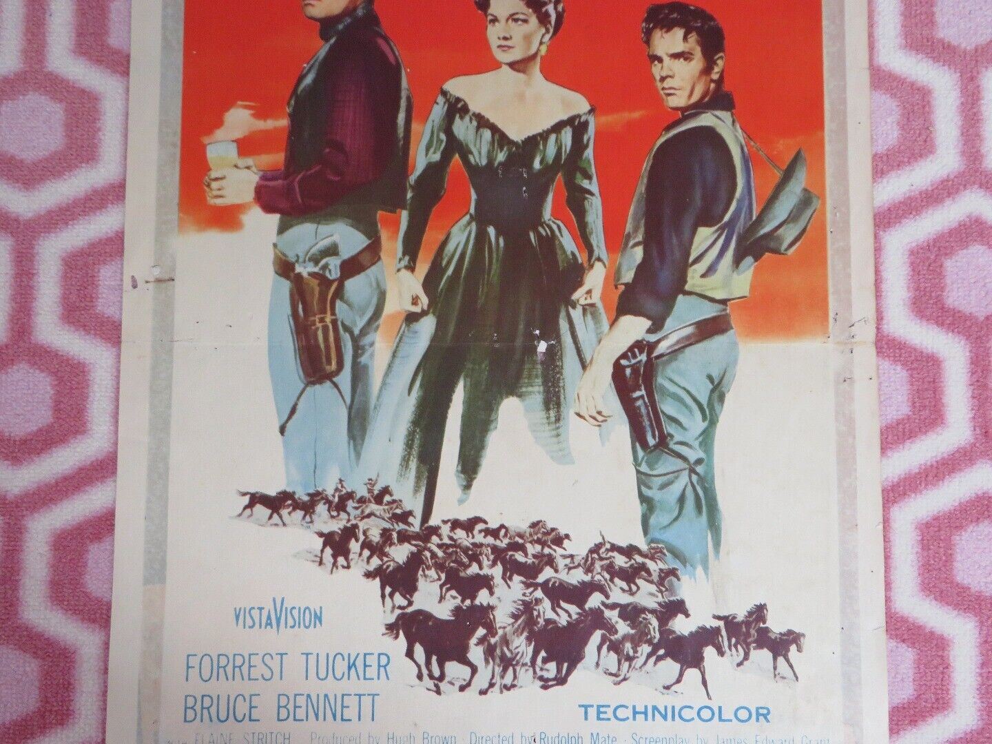 THREE VIOLENT PEOPLE US INSERT (14"x 36") POSTER CHARLES HESTON ANNE BAXTER 1956 Movie posters