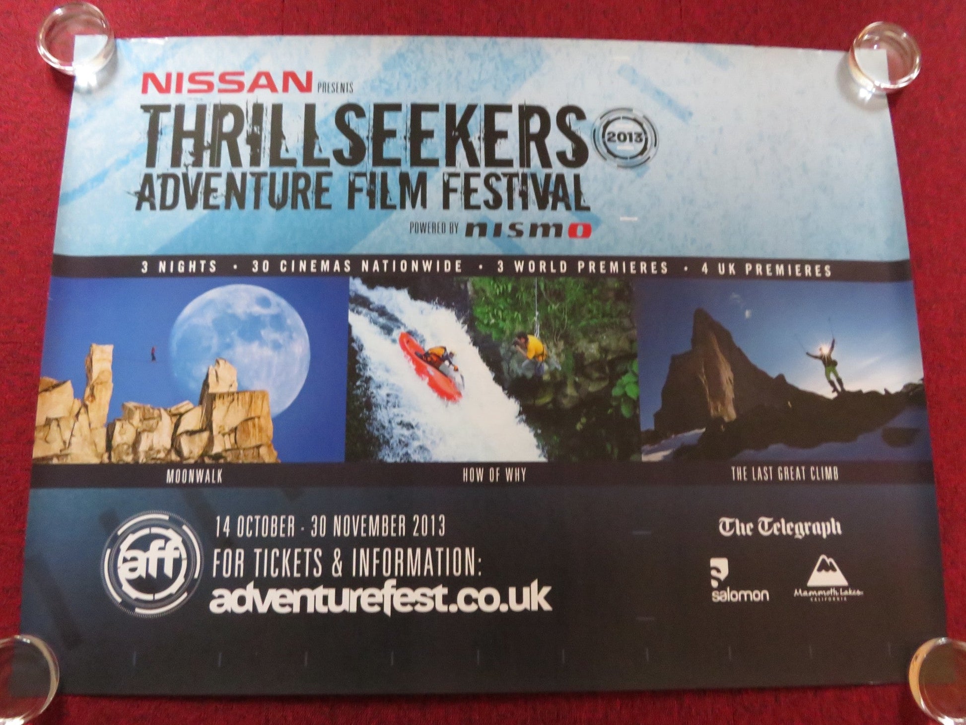 THRILL SEEKERS ADVENTURE FILM FESTIVAL UK QUAD (30"x 40") ROLLED POSTER 2013 Rendezvous Cinema Movie posters