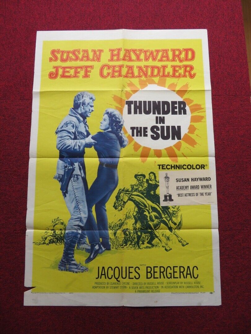 THUNDER IN THE SUN FOLDED US ONE SHEET POSTER SUSAN HAYWARD JEFF CHANDLER 1959 Movie posters