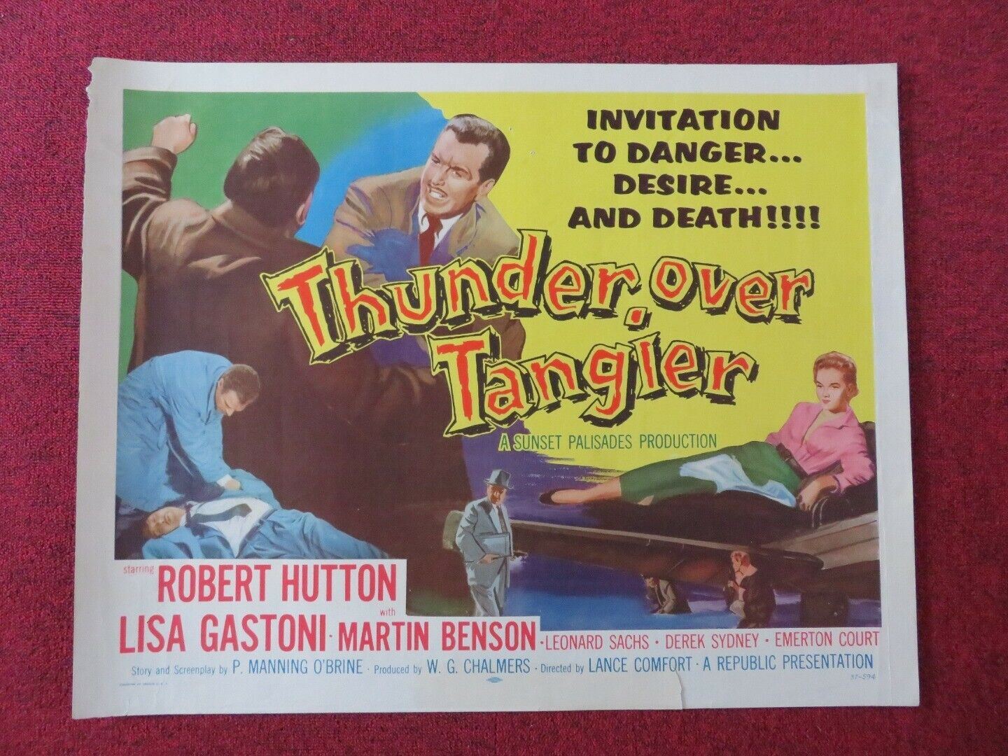 THUNDER OVER TANGIER US HALF SHEET (22"x 28") POSTER ROBERT HUTTON 1957 Movie posters