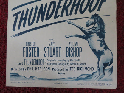 THUNDERHOOF US INSERT (14"x 36") POSTER PRESTON FOSTER MARY STUART 1953 Rendezvous Cinema Movie posters