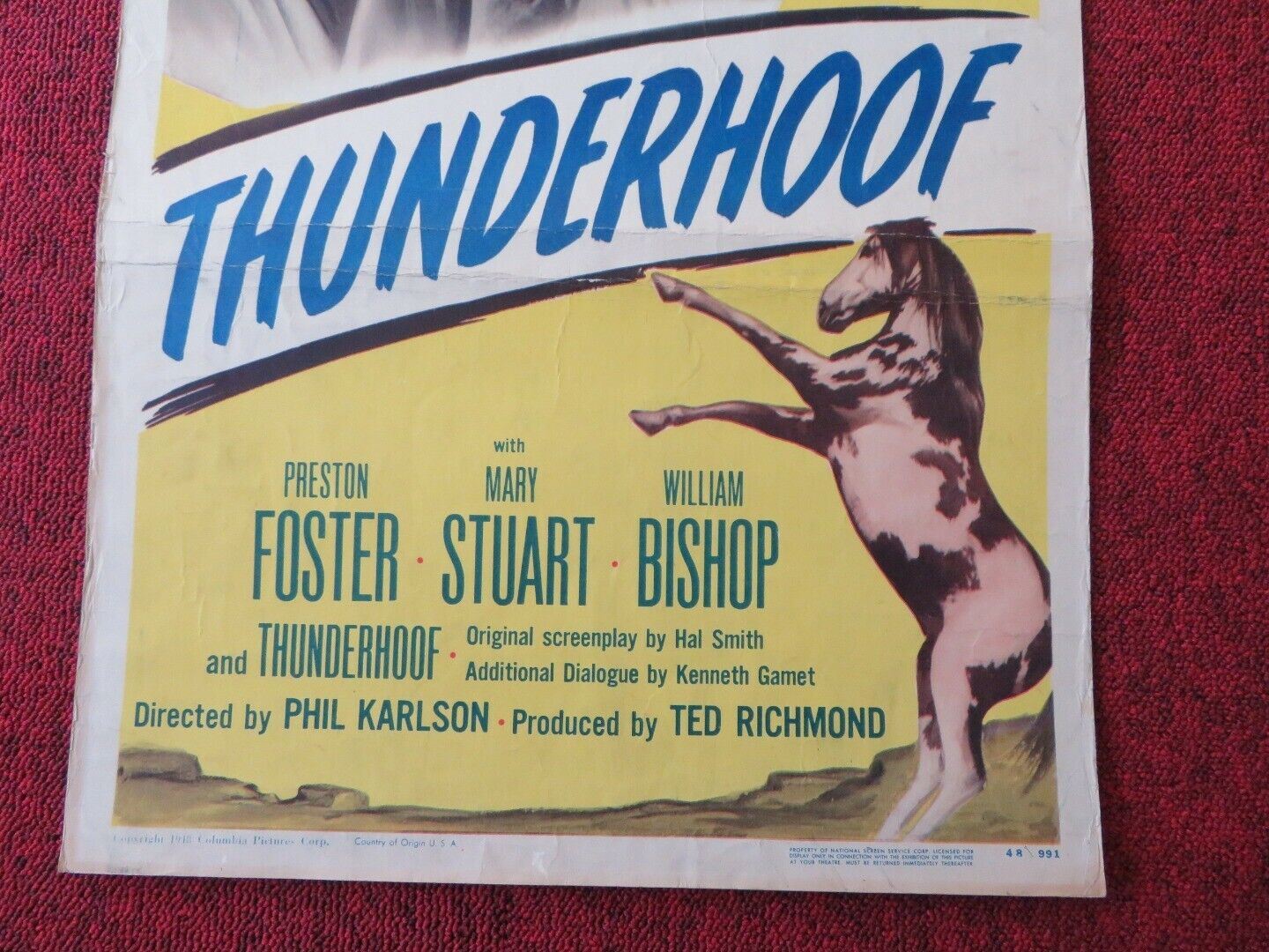 THUNDERHOOF US INSERT (14"x 36") POSTERPRESTON FOSTER MARY STUART 1948 Movie posters