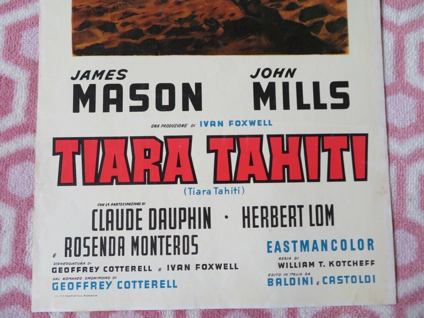 TIARA TAHITI ITALIAN LOCANDINA (27.5"x13") POSTER JAMES MASON JOHN MILLS 1962 Movie posters