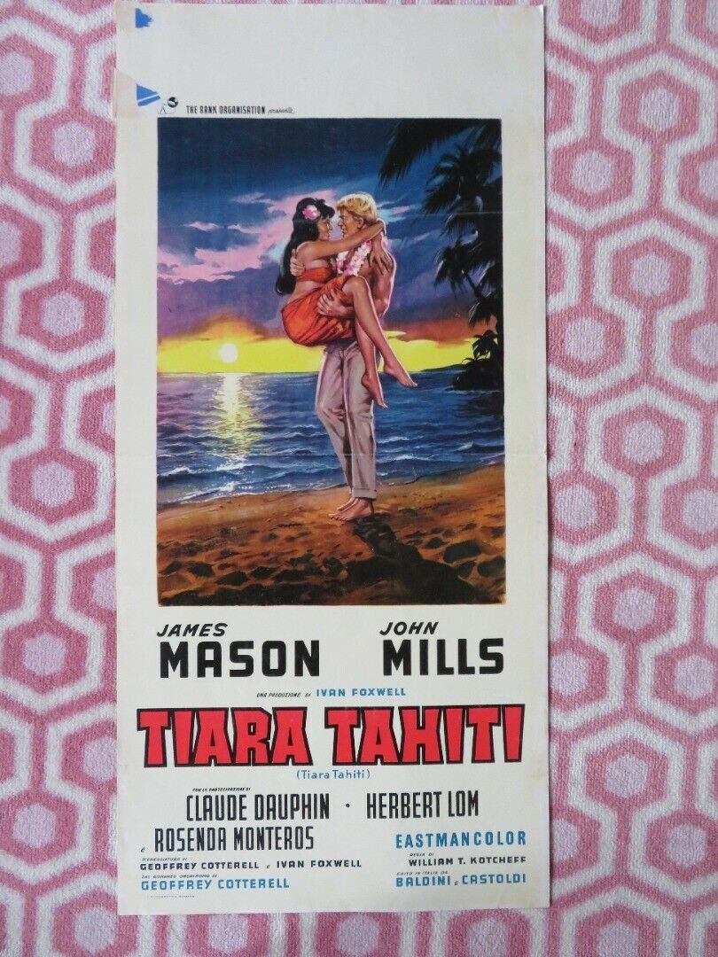TIARA TAHITI ITALIAN LOCANDINA (27.5"x13") POSTER JAMES MASON JOHN MILLS 1962 Movie posters
