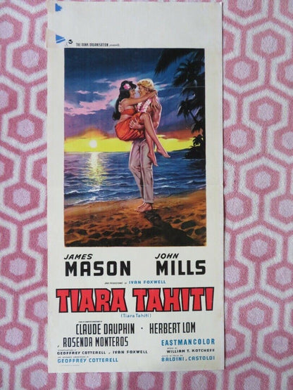 TIARA TAHITI ITALIAN LOCANDINA (27.5"x13") POSTER JAMES MASON JOHN MILLS 1962 Movie posters