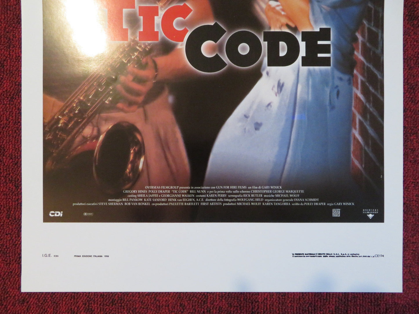 TIC CODE ITALIAN LOCANDINA POSTER GREGORY HINES POLLY DRAPER 1998 Rendezvous Cinema Movie posters