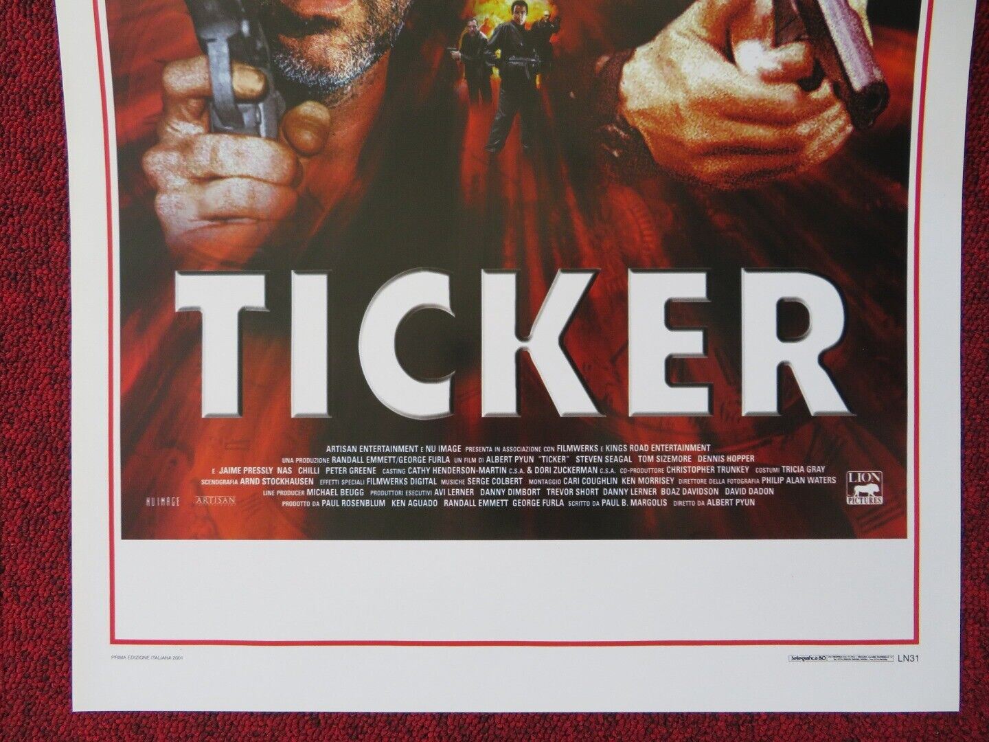 TICKER ITALIAN LOCANDINA (27.5"x13") POSTER DENNIS HOPPER STEVEN SEAGAL 2001 Movie posters