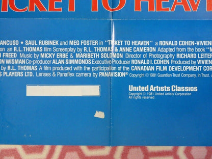 TICKET TO HEAVEN US ONE SHEET POSTER NICK MANCUSO SAUL RUBINEK 1981 Movie posters