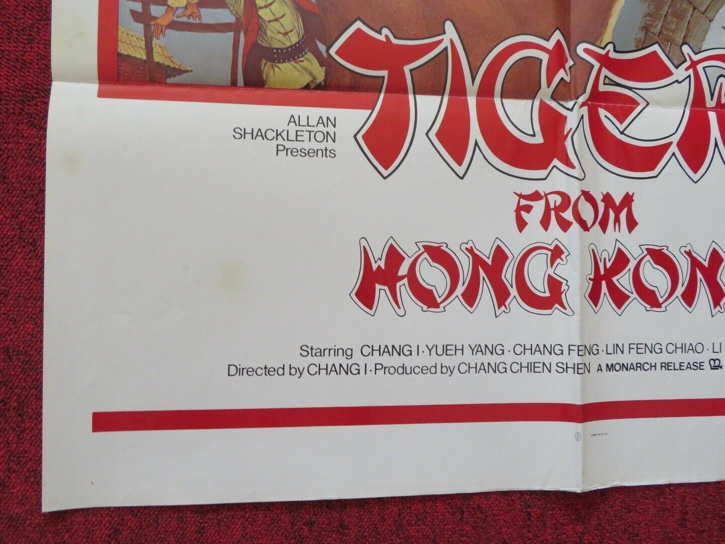 TIGER FROM HONG KONG / Chinese Dragon KUNG FU FOLDED US ONE SHEET POSTER 1973 Movie posters