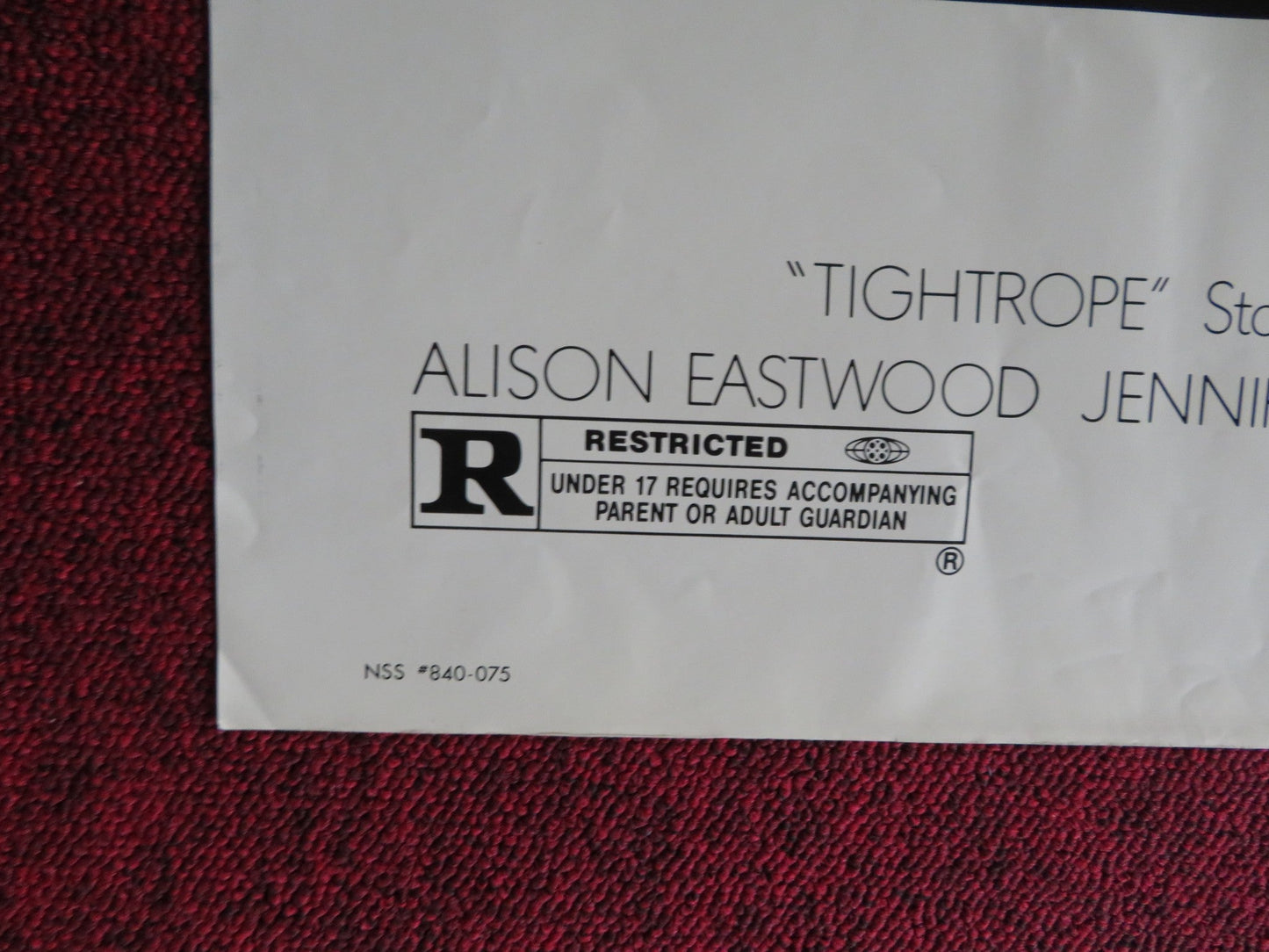 TIGHTROPE FOLDED US ONE SHEET POSTER CLINT EASTWOOD 1984 Rendezvous Cinema Movie posters