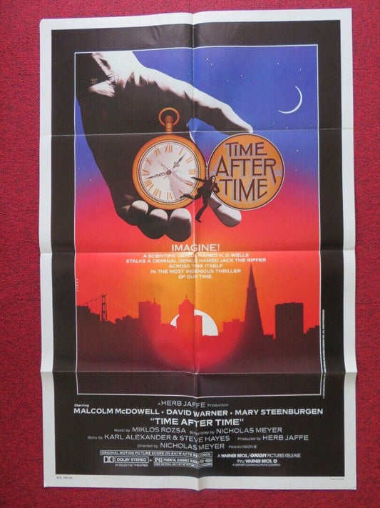 TIME AFTER TIME FOLDED US ONE SHEET POSTER MALCOLM MCDOWELL 1979 Movie posters