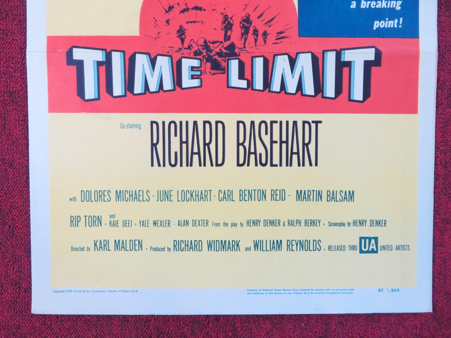 TIME LIMIT US INSERT (14"x 36") POSTER RICHARD WIDMARK RICHARD BASEHART 1957 Rendezvous Cinema Movie posters