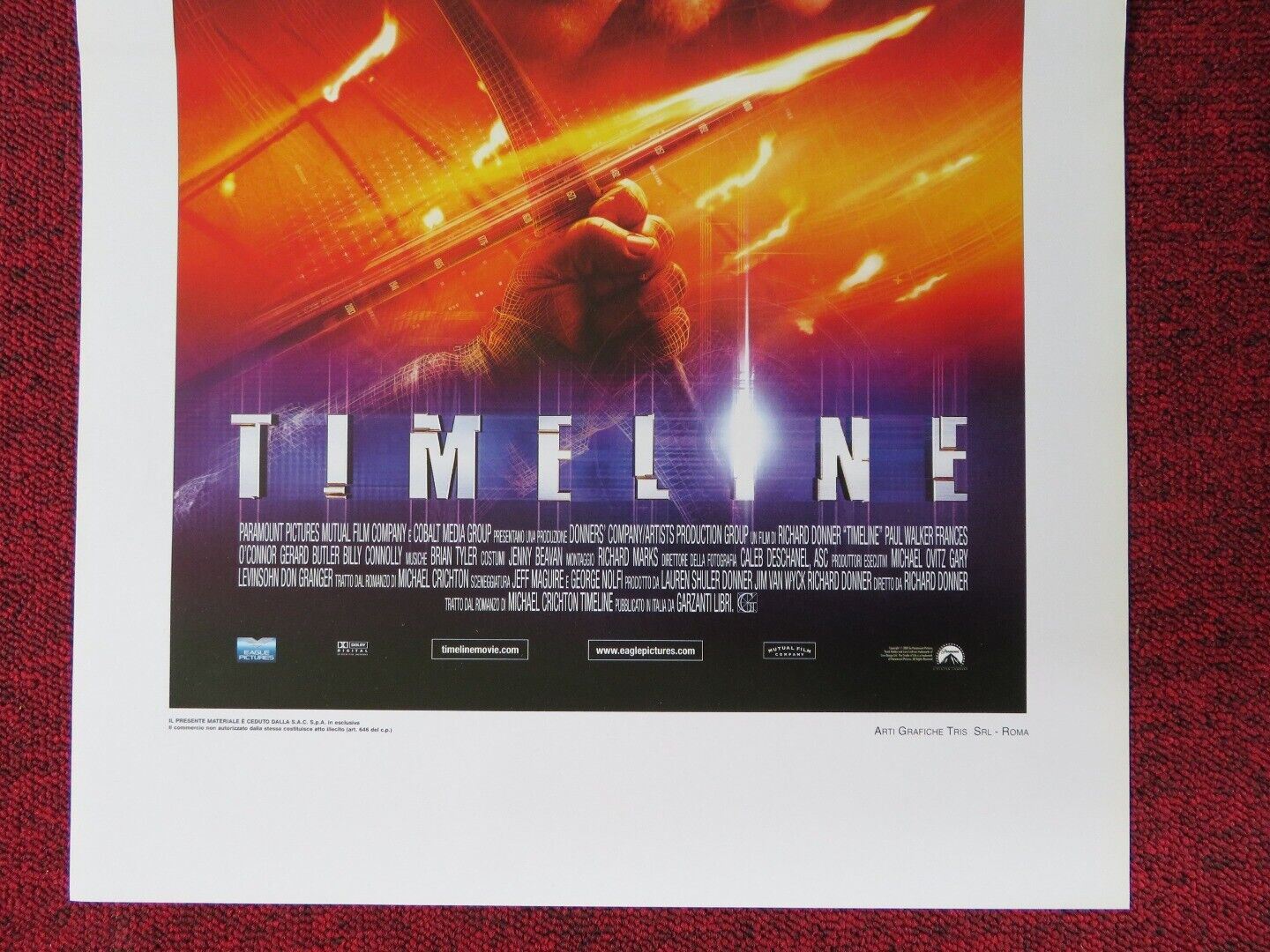 TIMELINE ITALIAN LOCANDINA (27.5"x13") POSTER G BUTLER BILLY CONNOLLY 2003 Movie posters