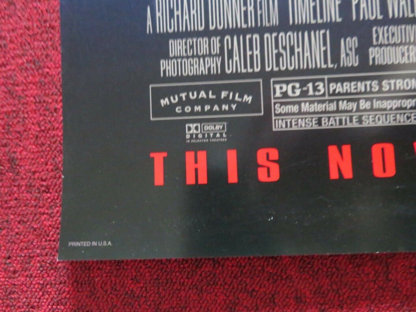 TIMELINE US ONE SHEET ROLLED POSTER PAUL WALKER FRANCES O'CONNOR 2003 Movie posters