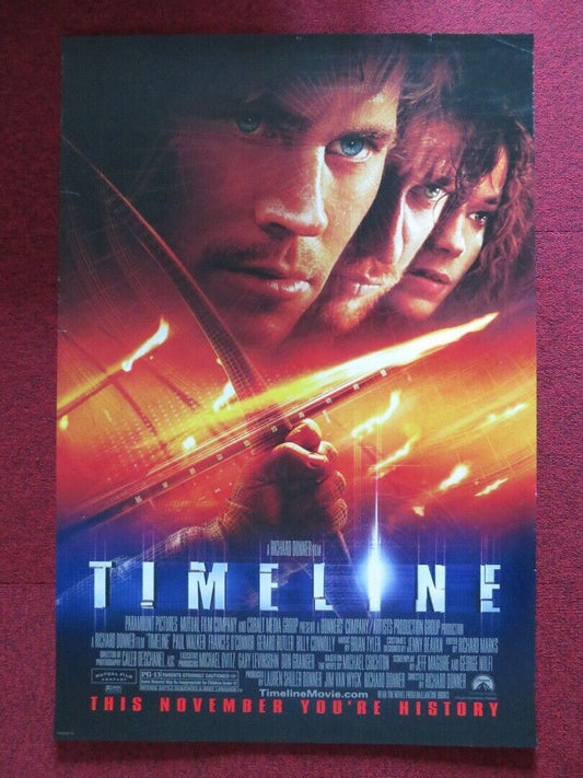 TIMELINE US ONE SHEET ROLLED POSTER PAUL WALKER FRANCES O'CONNOR 2003 Movie posters