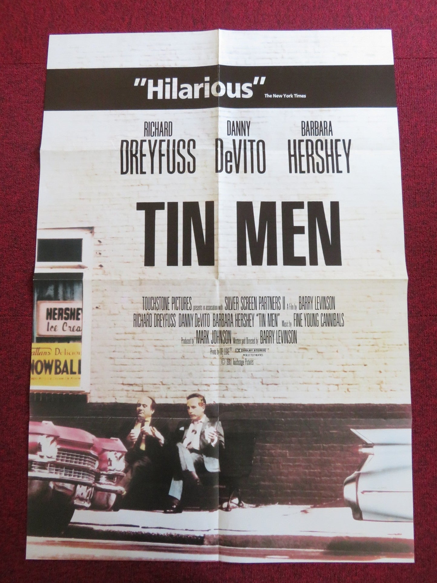TIN MEN - B FOLDED US ONE SHEET POSTER RICHARD DREYFUSS DANNY DEVITO 1987 Rendezvous Cinema Movie posters