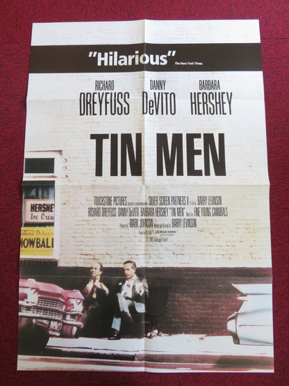 TIN MEN - B FOLDED US ONE SHEET POSTER RICHARD DREYFUSS DANNY DEVITO 1987 Rendezvous Cinema Movie posters