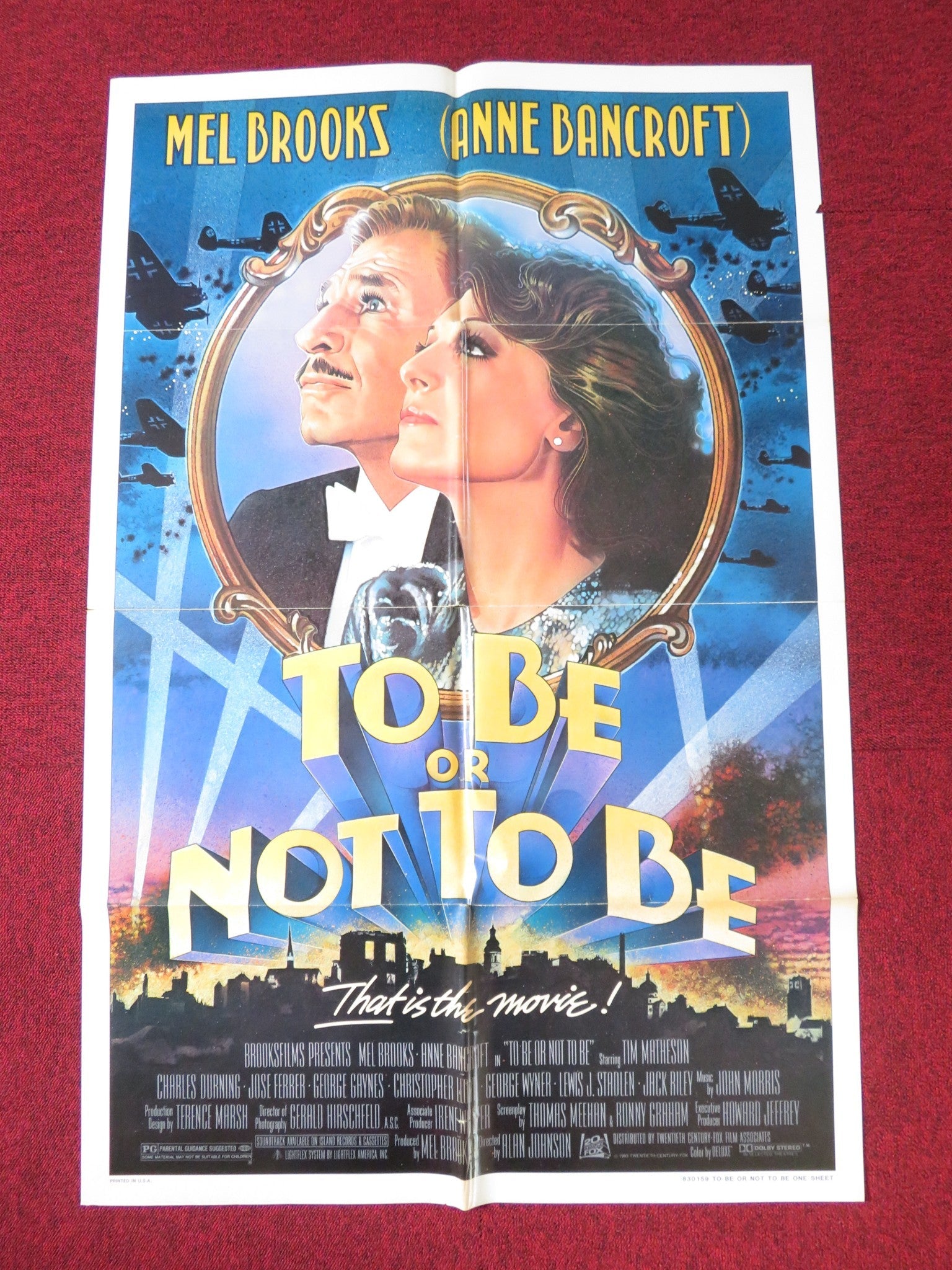 TO BE OR NOT TO BE FOLDED US ONE SHEET POSTER MEL BROOKS ANNE BANCROFT 1983 Rendezvous Cinema Movie posters