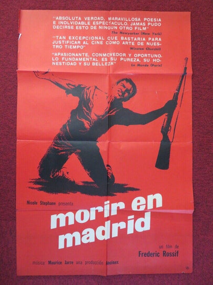 TO DIE IN MADRID ARGENTINA ONE SHEET POSTER SUZANNE FLON GERMAINE MONTERO 1963 - Rendezvous Cinema