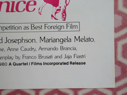 TO FORGET VENICE FOLDED US ONE SHEET POSTER ERLAND JOSEPHSON 1980 Movie posters