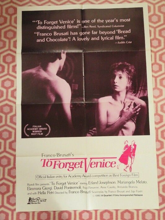 TO FORGET VENICE FOLDED US ONE SHEET POSTER ERLAND JOSEPHSON 1980 Movie posters