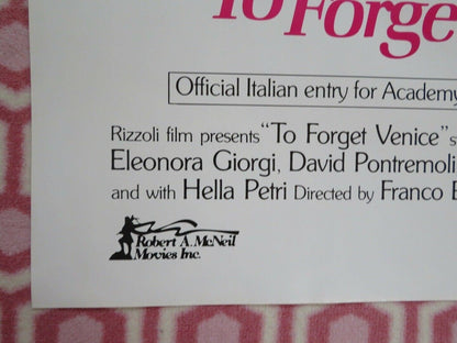 TO FORGET VENICE FOLDED US ONE SHEET POSTER ERLAND JOSEPHSON 1980 Movie posters