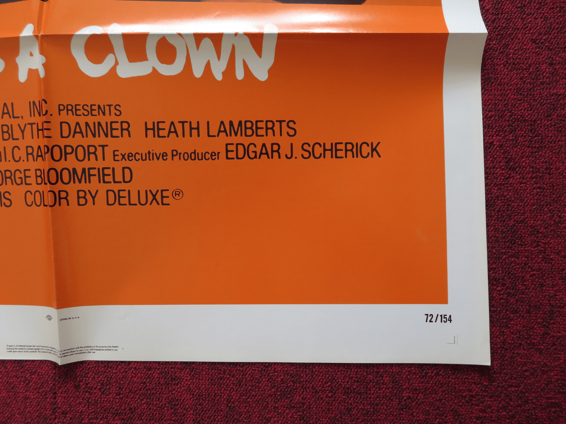 TO KILL A CLOWN FOLDED US ONE SHEET POSTER ALAN ALDA BLYTHE DANNER 1972 Rendezvous Cinema Movie posters