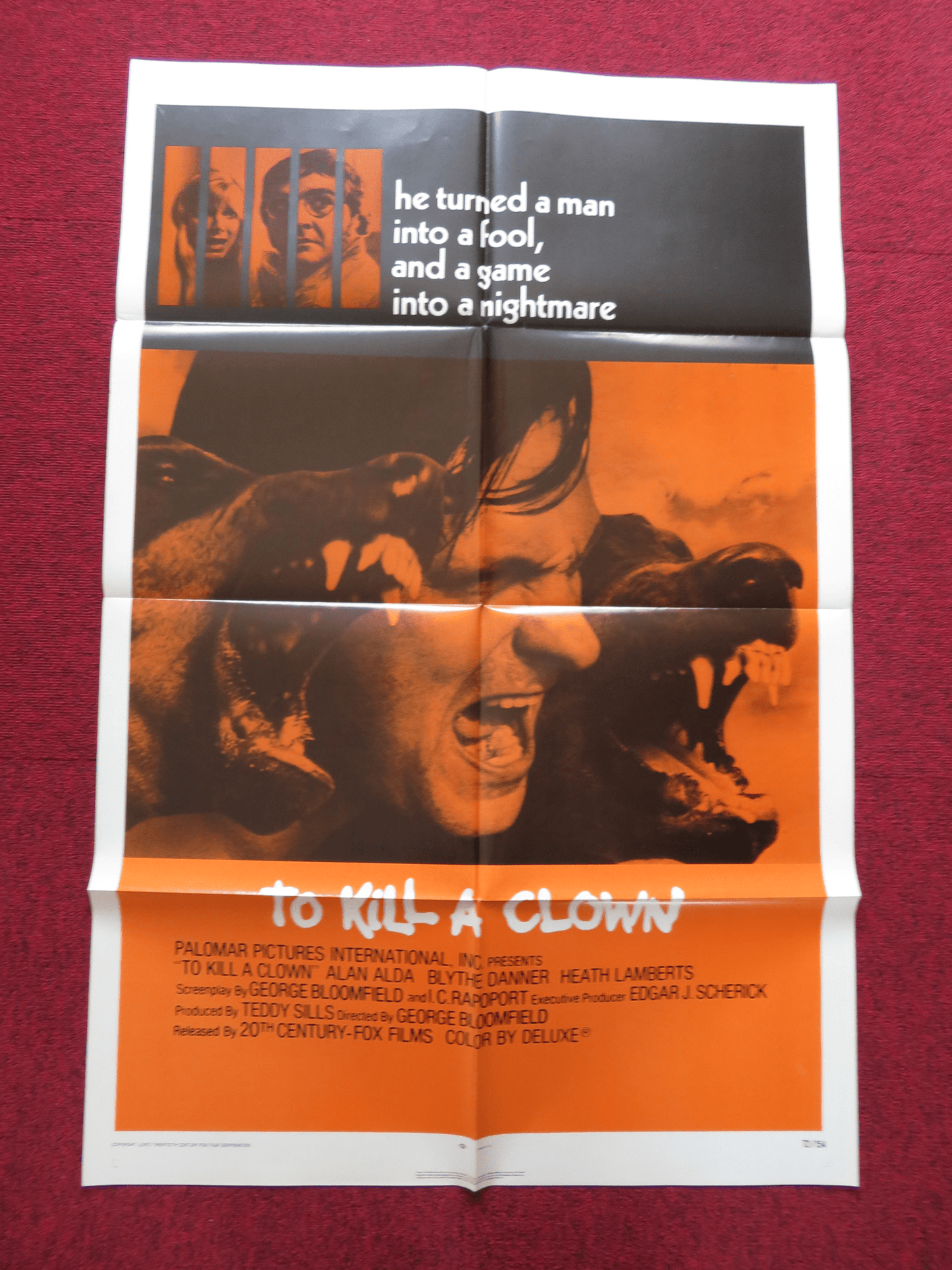 TO KILL A CLOWN FOLDED US ONE SHEET POSTER ALAN ALDA BLYTHE DANNER 1972 Rendezvous Cinema Movie posters