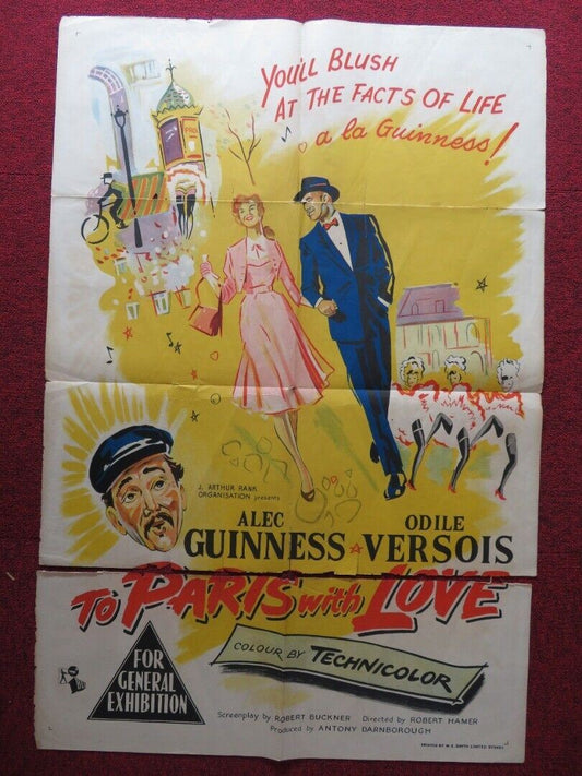 TO PARIS WITH LOVE USA ONE SHEET FOLDED POSTER ALEC GUINNESS ODILE VERSOIS 1955 Movie posters