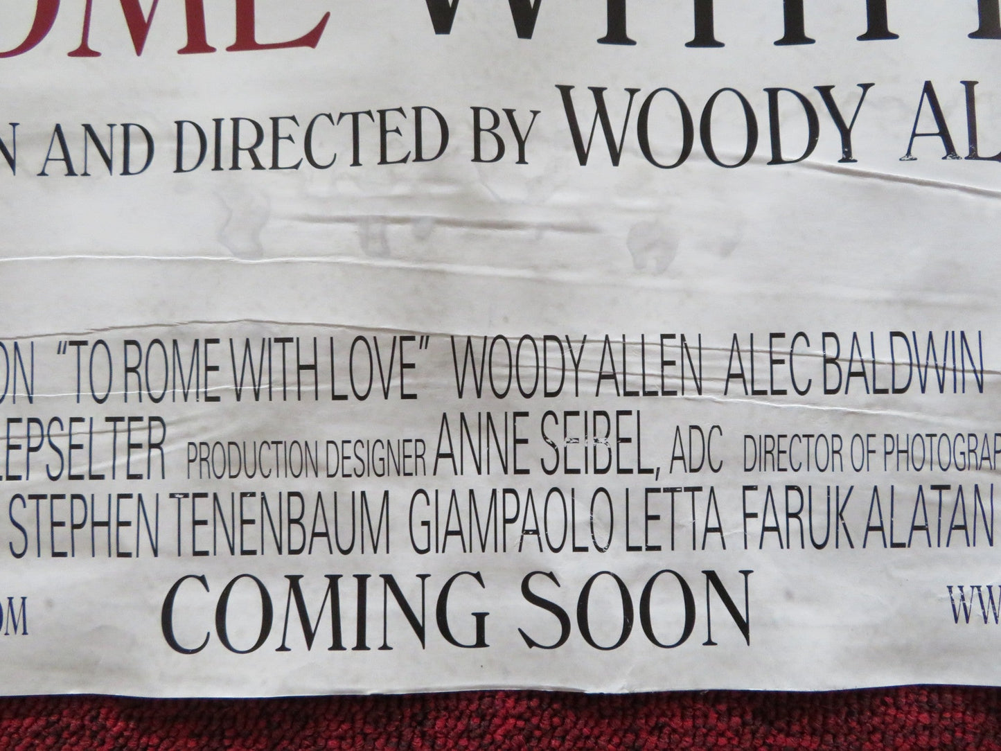 TO ROME WITH LOVE UK QUAD ROLLED POSTER FLAVIO PARENTI ALISON PILL 2012 Rendezvous Cinema Movie posters