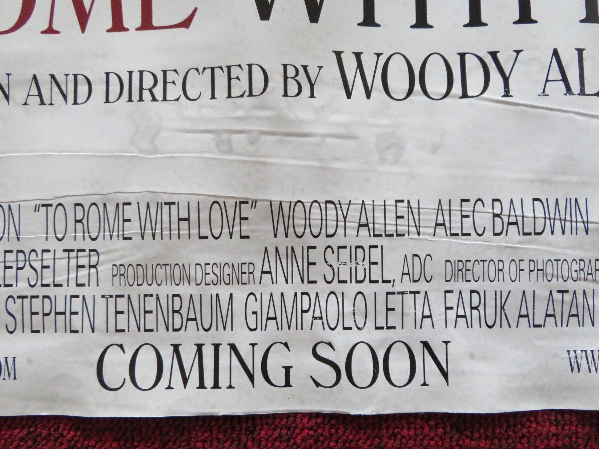 TO ROME WITH LOVE UK QUAD ROLLED POSTER FLAVIO PARENTI ALISON PILL 2012 Rendezvous Cinema Movie posters