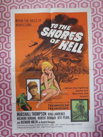 TO THE SHORES OF HELL FOLDED US ONE SHEET POSTER MARSHALL THOMPSON 1965 Movie posters