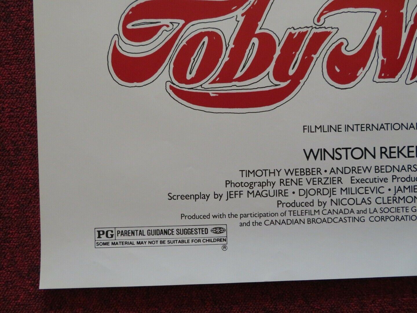 TOBY MCTEAGUE US ONE SHEET ROLLED POSTER WINSTON REKERT YANNICK BISSON 1986 Movie posters