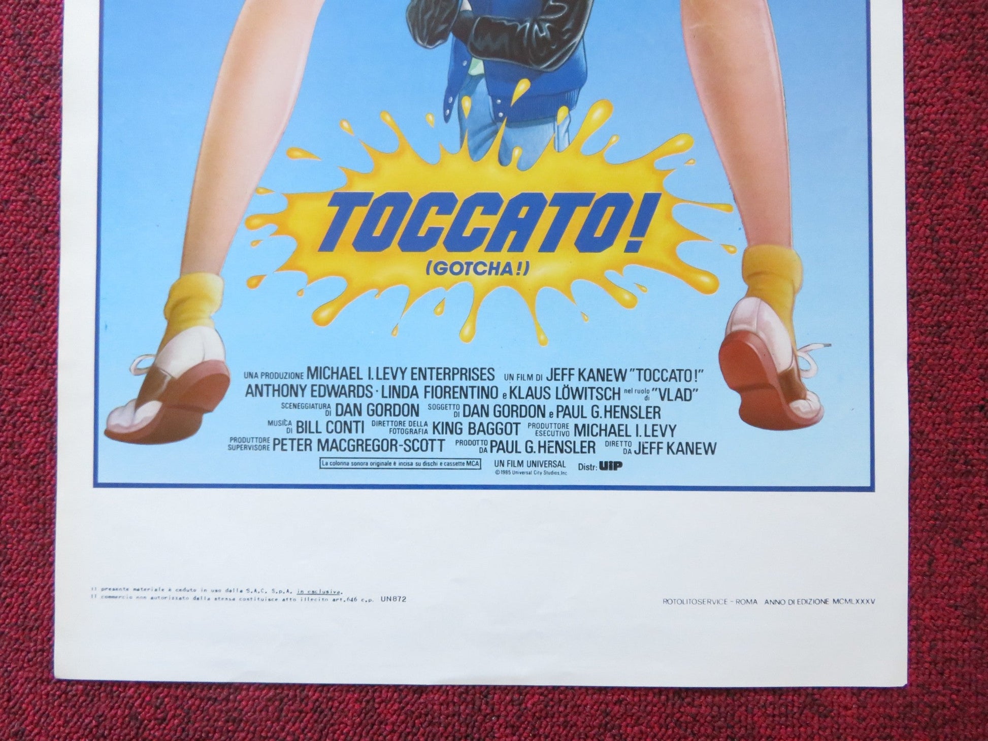 TOCCATO! / GOTCHA! ITALIAN LOCANDINA POSTER ANTHONY EDWARDS L. FIORENTINO 1985 Rendezvous Cinema Movie posters