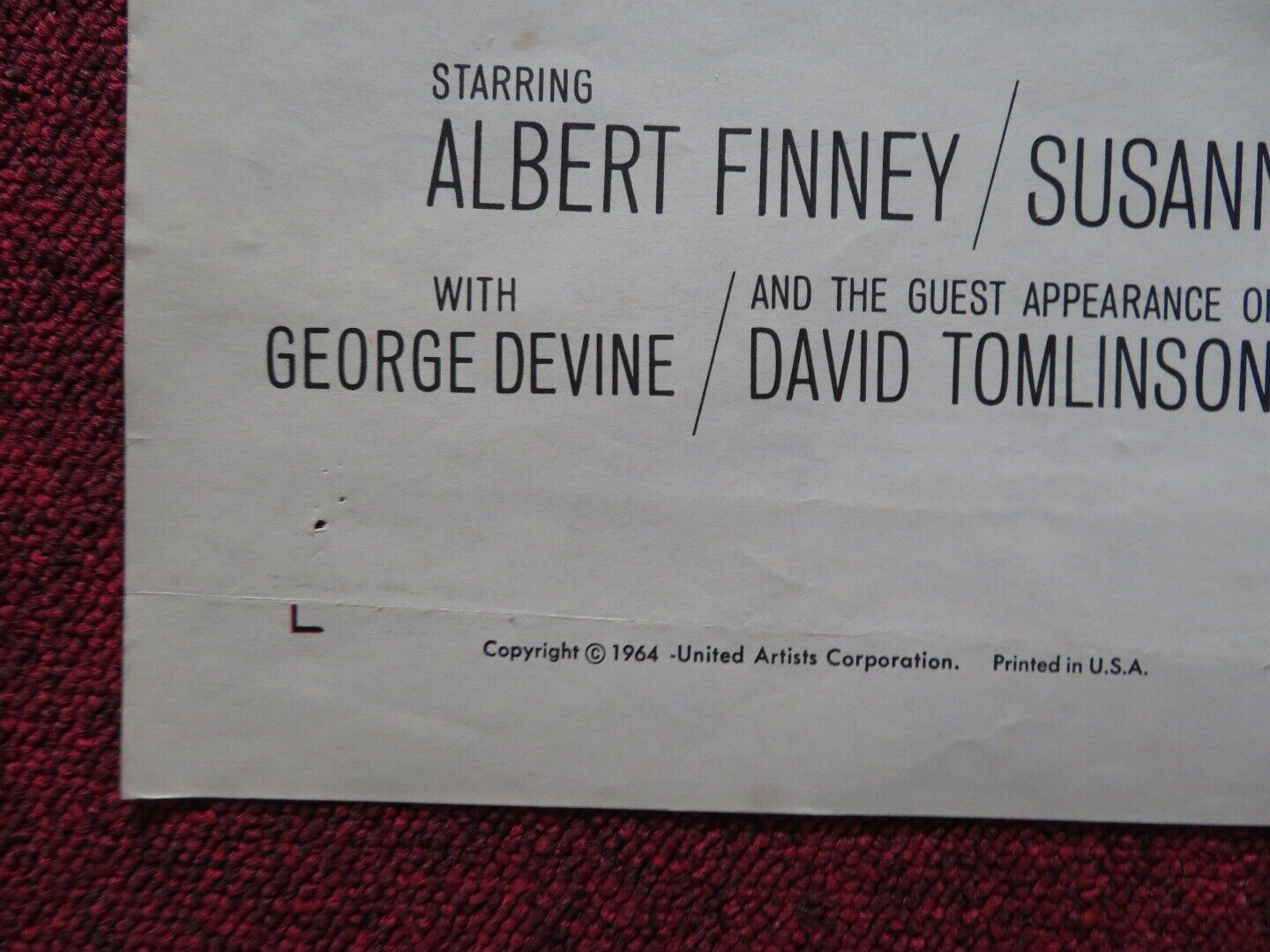 TOM JONES FOLDED U.S ONE SHEET POSTER GEORGE DEVINE RACHEL KEMPSON 1963 Movie posters