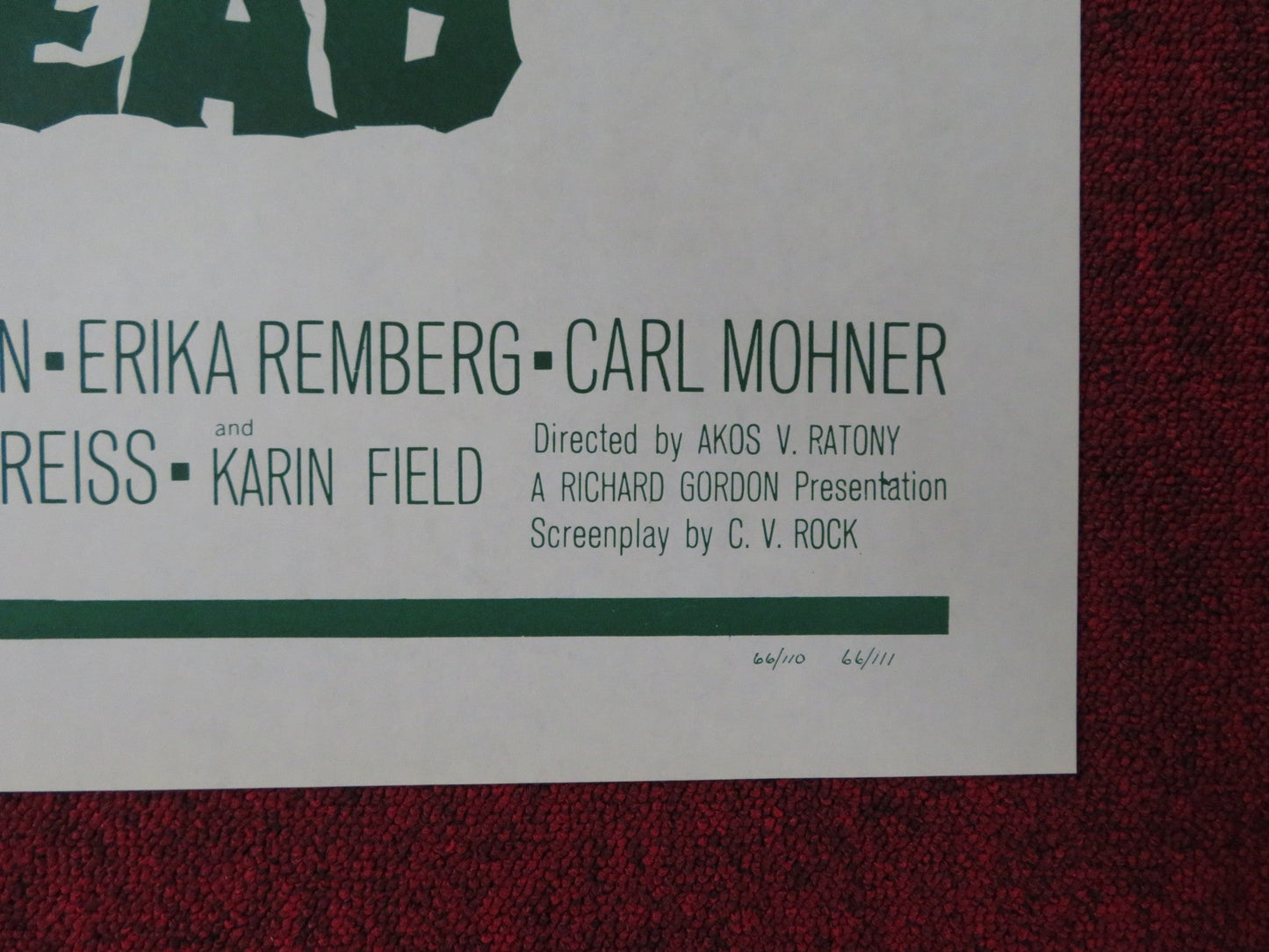 TOMB OF TORTURE / CAVE OF LIVING DEAD COMBO FOLDED US ONE SHEET POSTER 1966 Rendezvous Cinema Movie posters